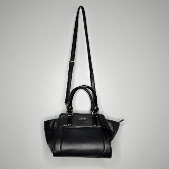 Nine West Black Satchel Bag | Crossbody & Tote | Faux Leather, Structured Style - Picture 2 of 10